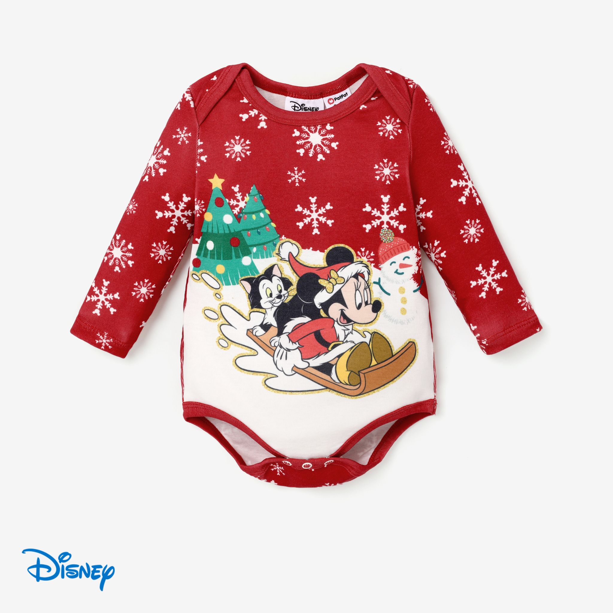 Disney Mickey And Friends Baby Boy/Girl Christmas Character Printed Long-sleeve Jumpsuit
