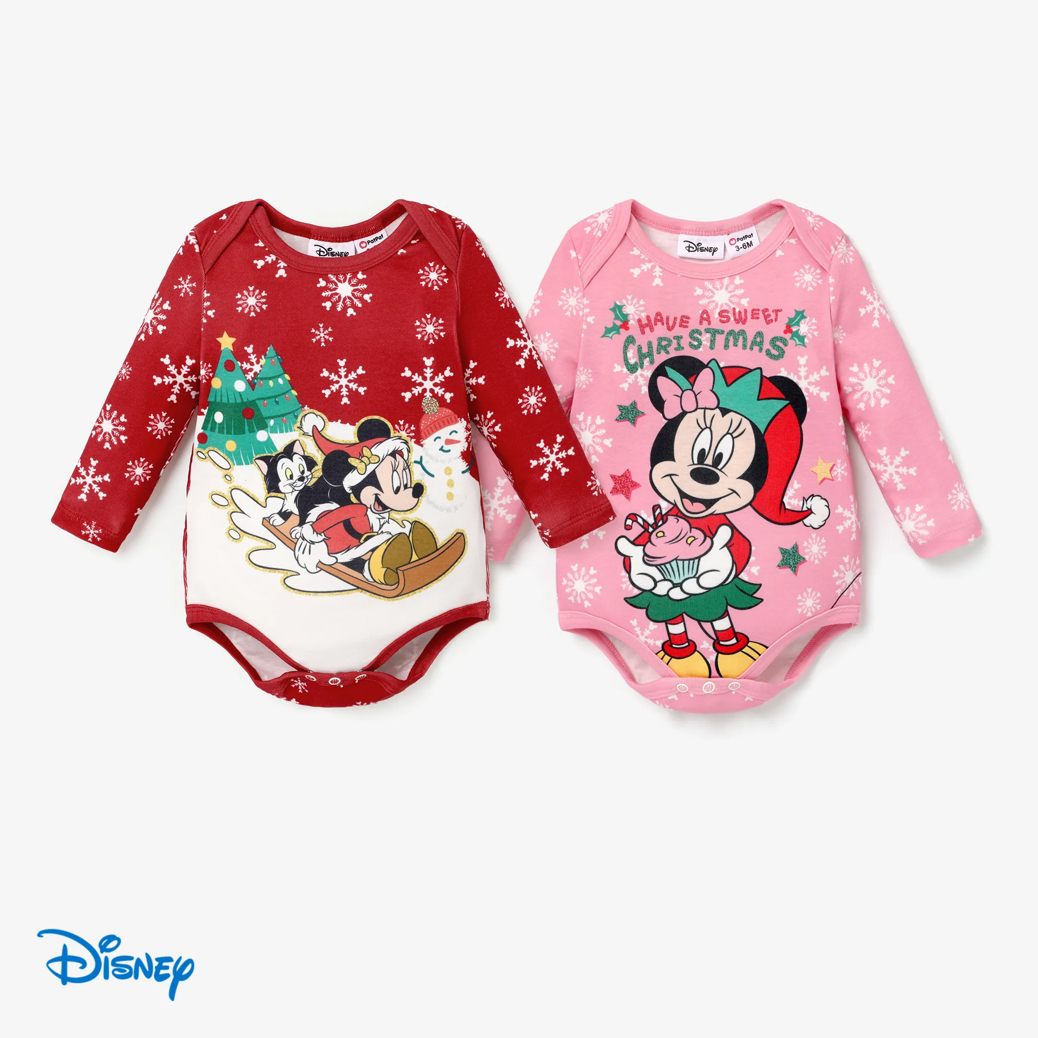 Disney Mickey and Friends Baby Boy/Girl Christmas Character Printed Long-sleeve Jumpsuit