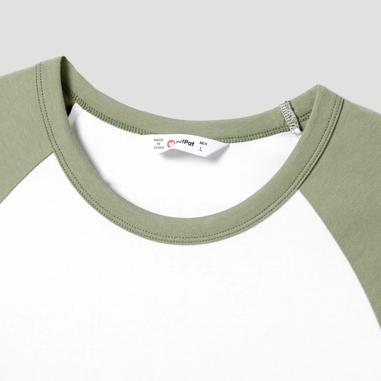 Matching Family Raglan-Sleeve T-shirt and Flutter Shoulder Floral Dress Sets LightArmyGreen big image 1