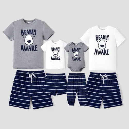 Family Matching 'BEARLY AWAKE' with Bear Face Stripe Pajamas (Flame Resistant)
