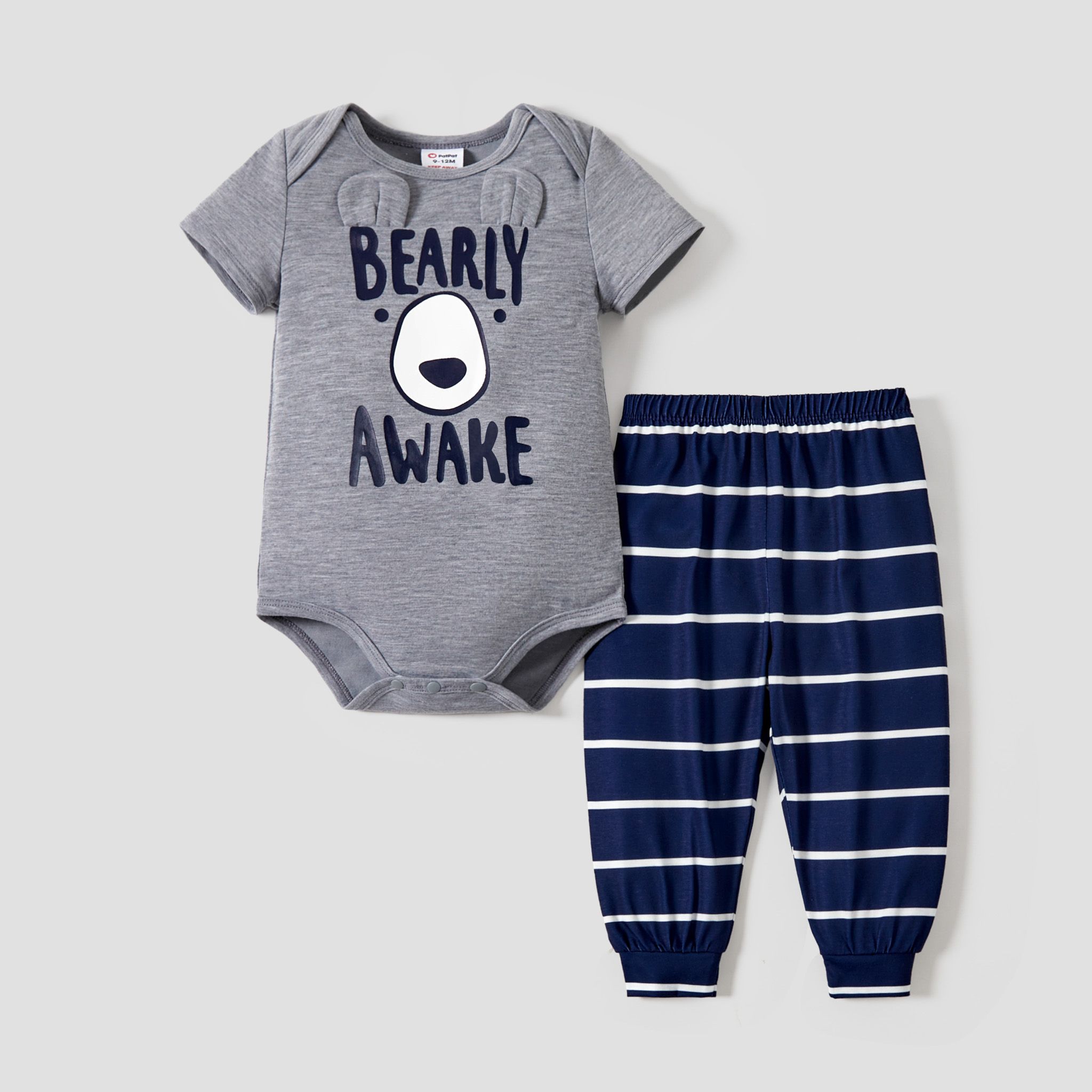 Famille Assortie « BEARLY AWAKE » Avec Pyjama à Rayures Visage D’ours (résistant Aux Flammes)