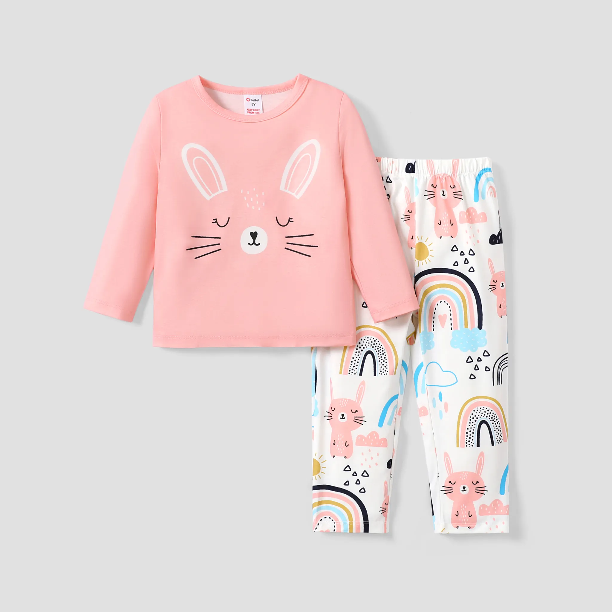 2pcs Bébé/Enfant En Bas Âge Fille Lapin Motif Casual Pyjama Set