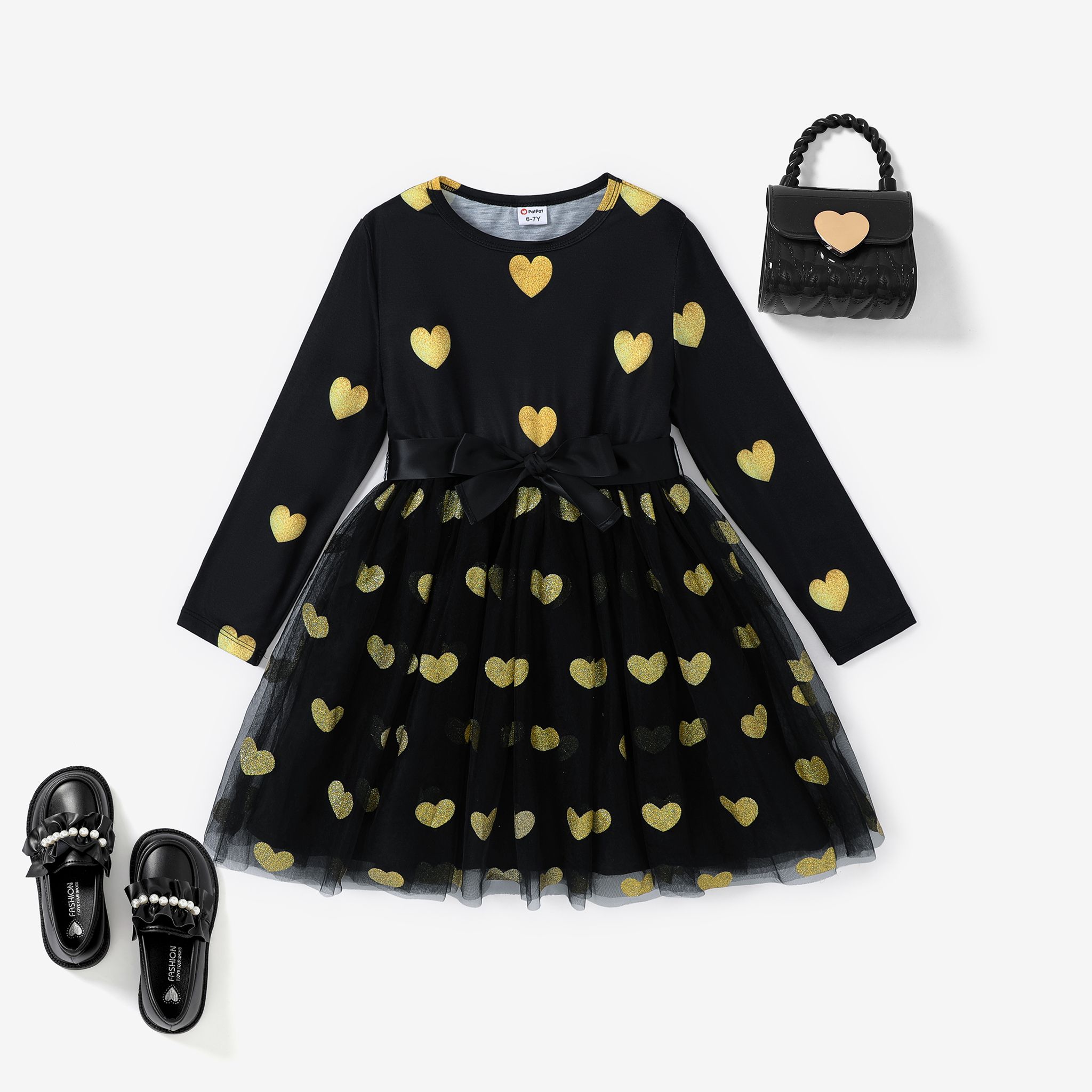 

Kid Girls Heart-shaped Multi-layered Mesh Dress for Machine Wash