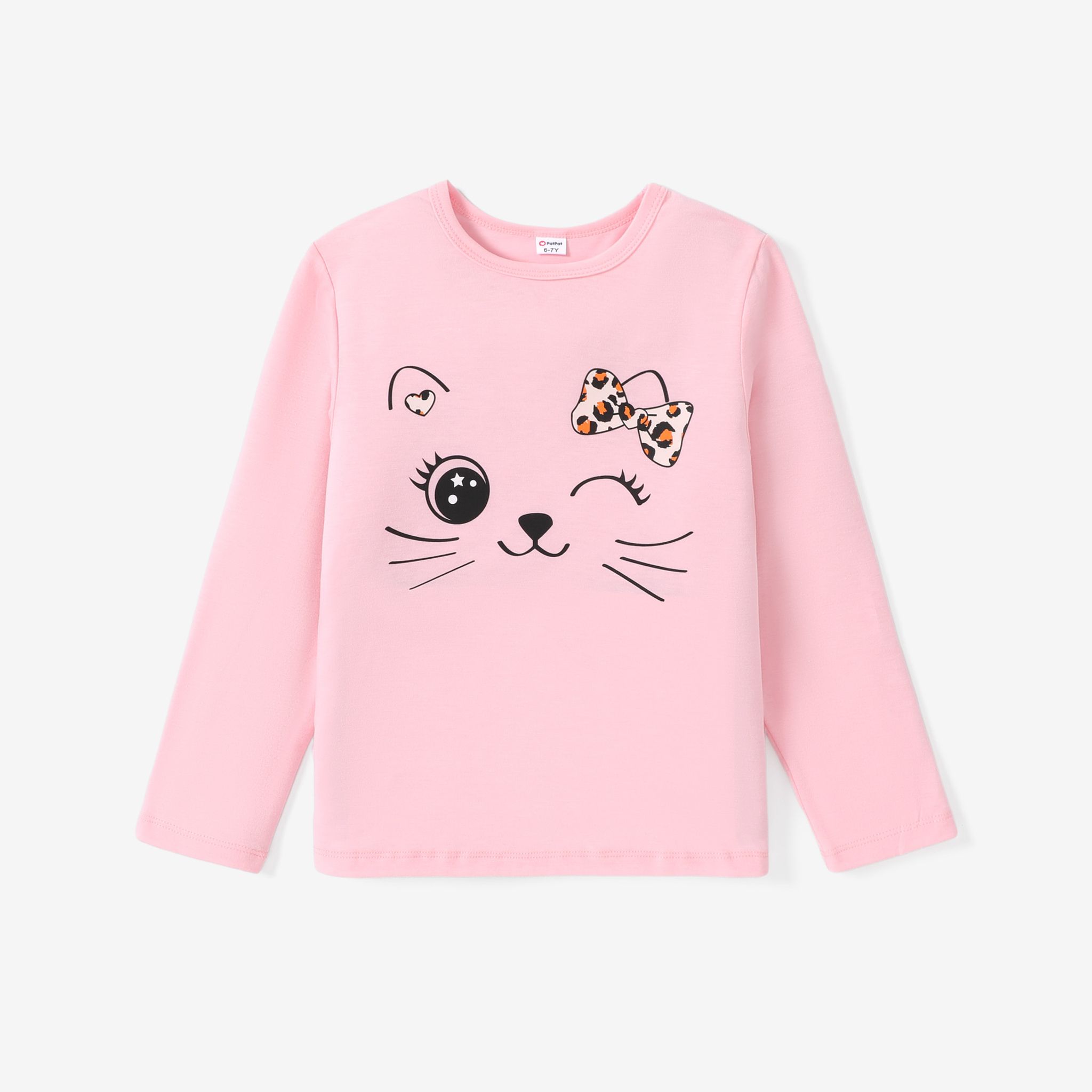T-shirt à Motif Animal Sweet Cat/Leopard Pour Enfant Fille
