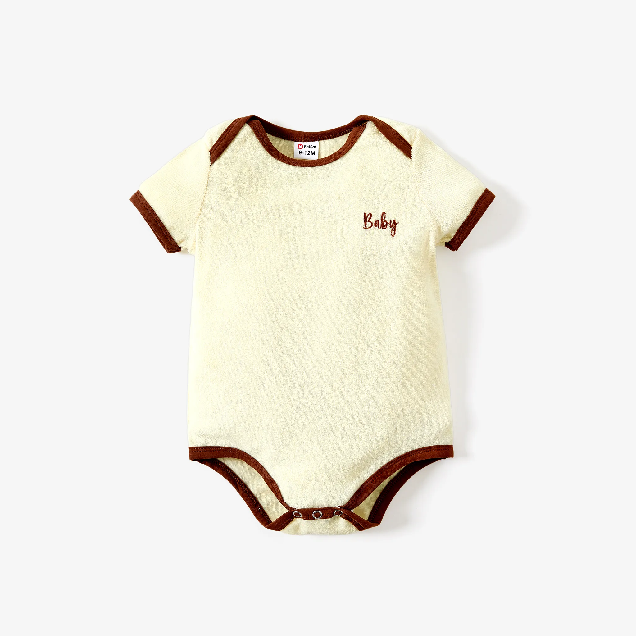 Family Matching Casual Solid Color Letters Print Terry Towel Fabric Short-Sleeve T-shirts Tops  big image 1