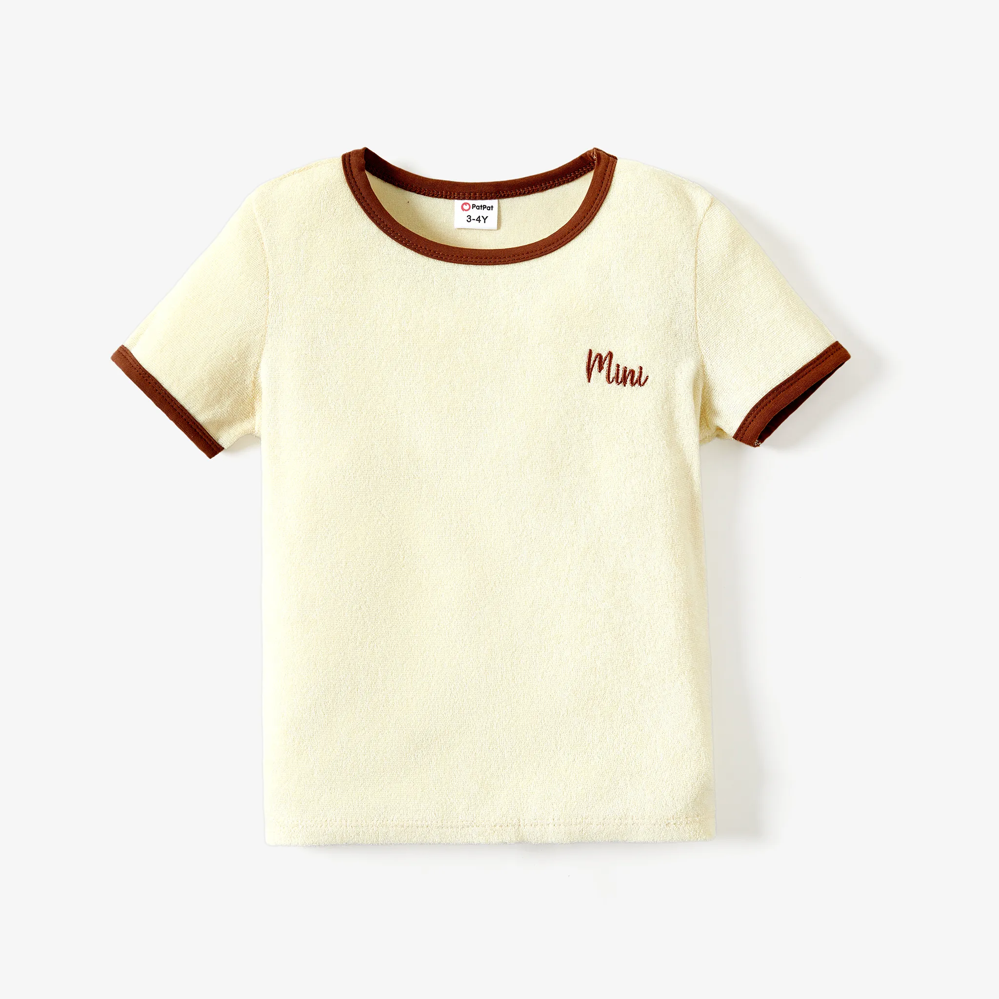 Family Matching Casual Solid Color Letters Print Terry Towel Fabric Short-Sleeve T-shirts Tops  image 6