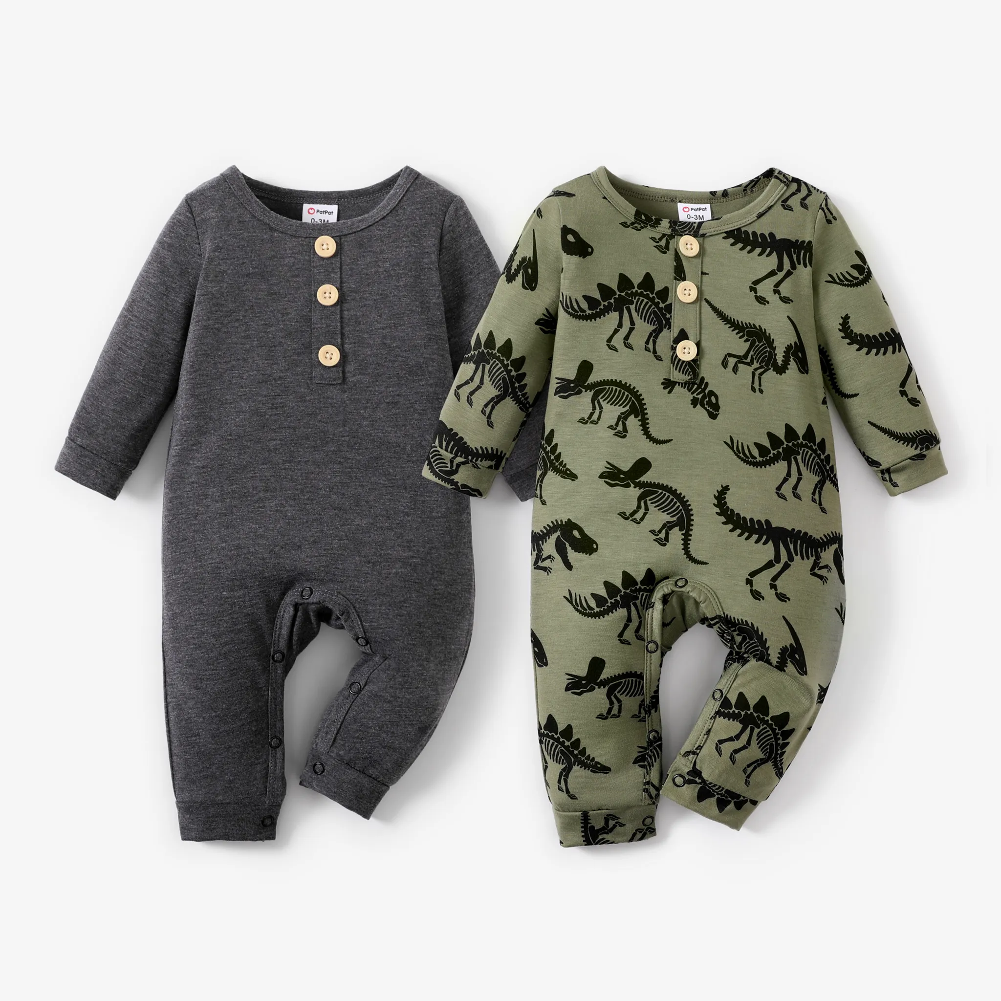 Baby Boy Basic Dinosaur Pattern Long Sleeve Jumpsuit  image 2