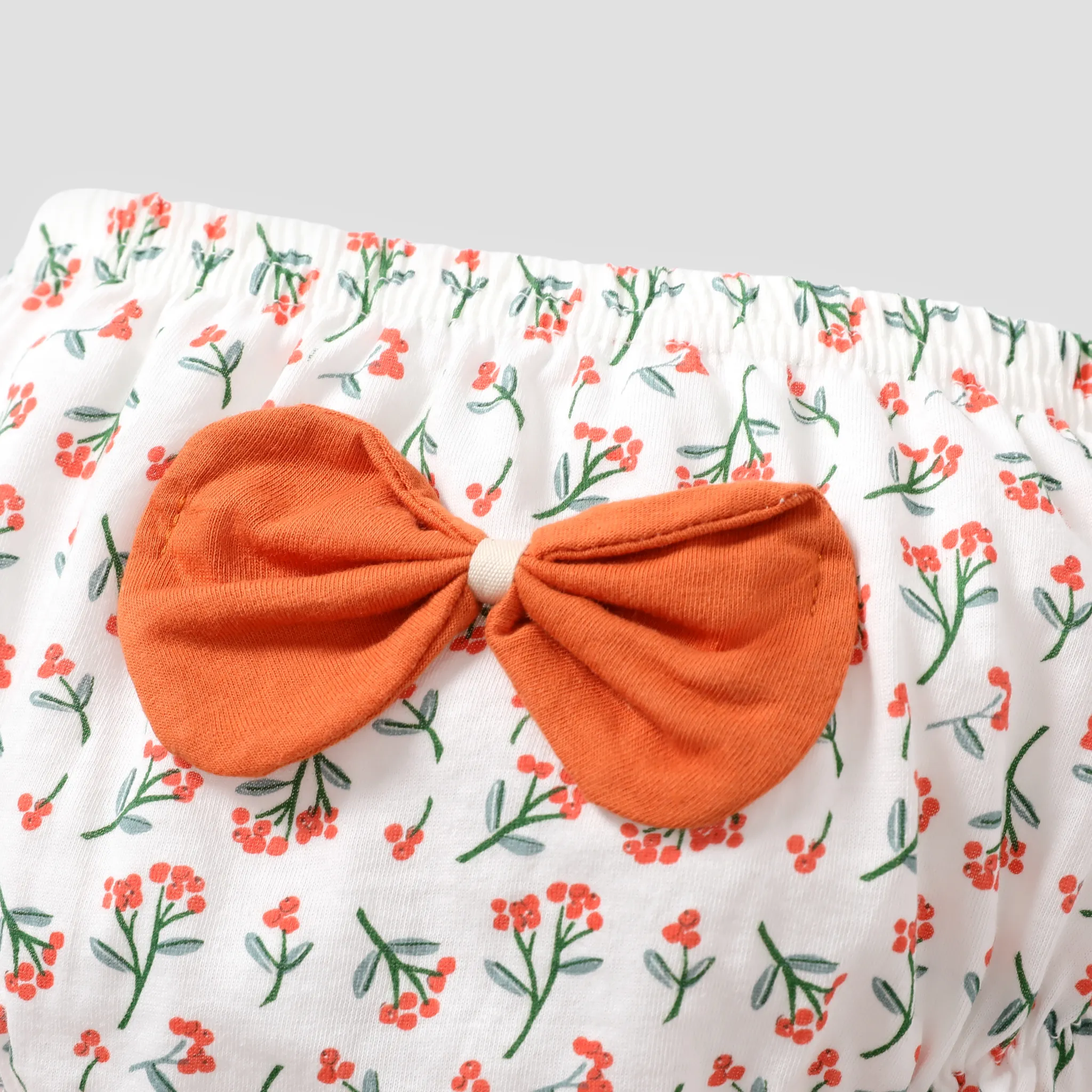 4pcs Toddler Girl Sweet Cotton 3D Hyper-Tactile Bow Tie Plants and Floral Pattern Underwear Set Multi-color image 3