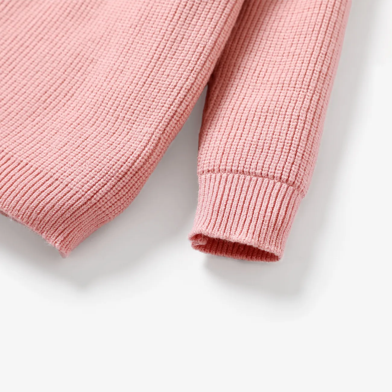Criança / Kid Girl / Menino sólido inserido ombro design suéter  Rosa big image 1