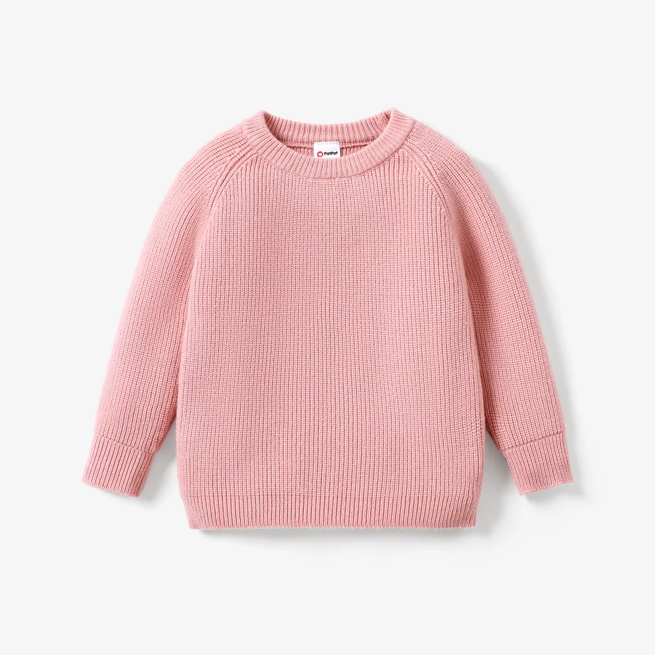 Toddler/Kid Girl/Boy Solid Inserted Shoulder Design Sweater  Pink big image 1
