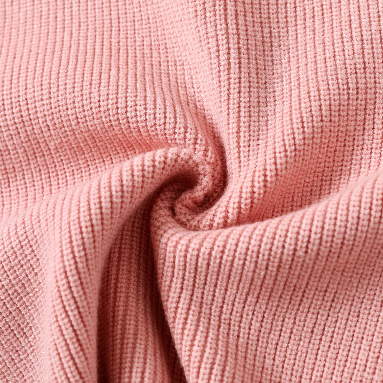 Toddler/Kid Girl/Boy Solid Inserted Shoulder Design Sweater  Pink big image 1