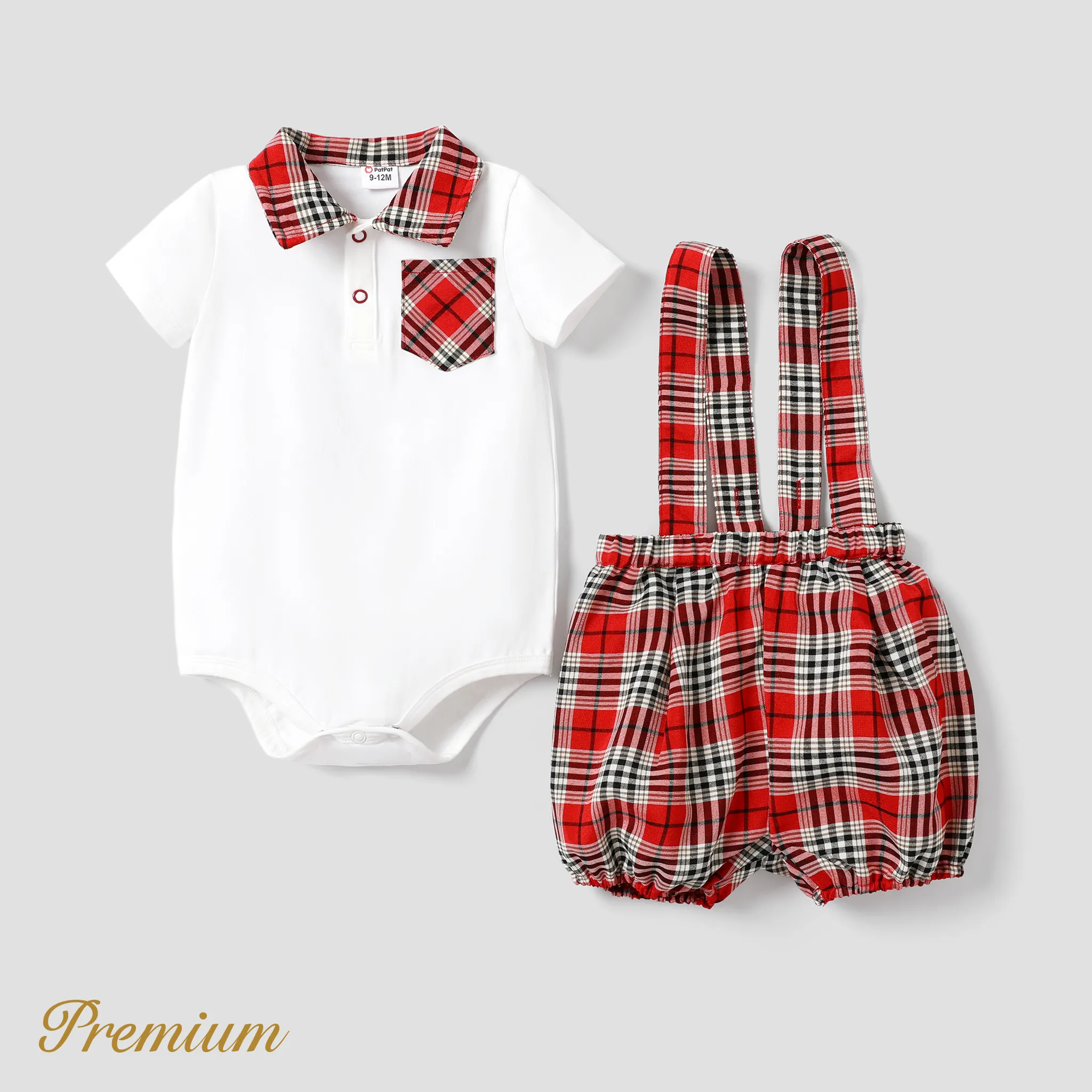 2pcs Baby Boy Elegant Grid Set with Shirt Collar