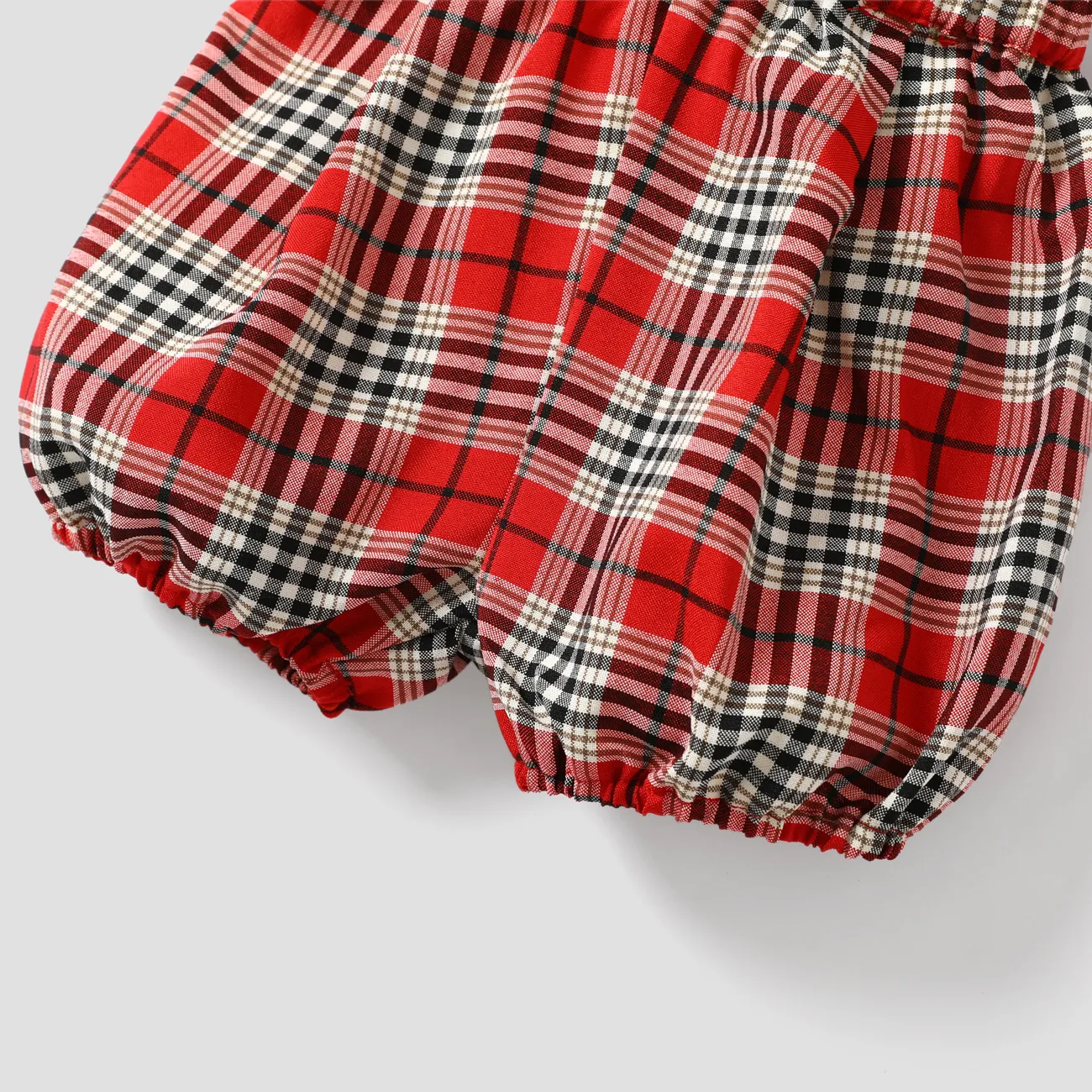 2pcs Baby Boy Elegant Grid Set with Shirt Collar REDWHITE big image 1