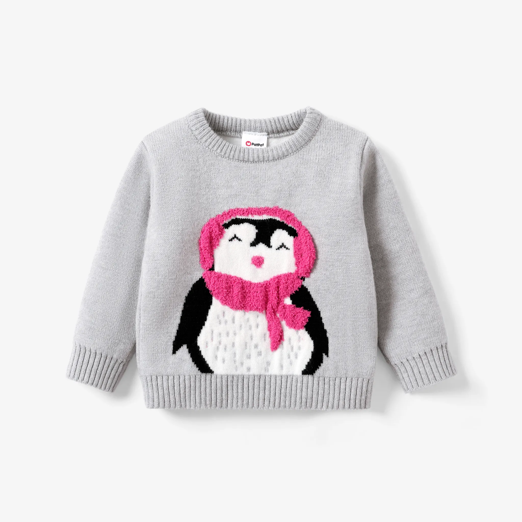 Baby Girl Childlike Penguin Animal Pattern Sweater