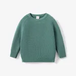 Toddler/Kid Girl/Boy Solid Inserted Shoulder Design Sweater  Green