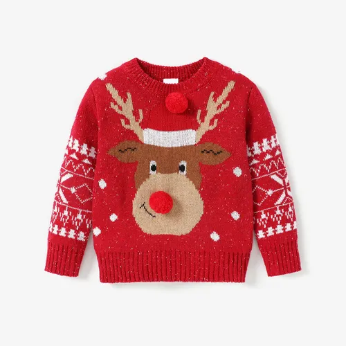 Christmas Elk Toddler Girl/Boy Childlike Animal Pattern 3D nose design Sweater 