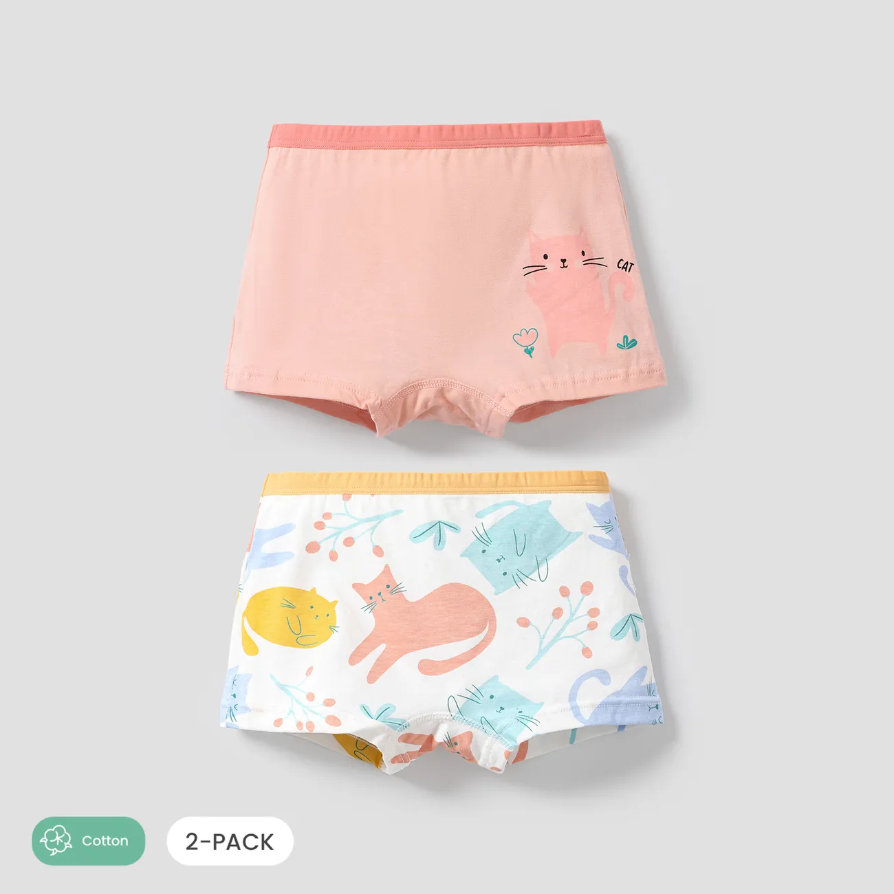 2-Pack Toddler/Kid Girl Animal-themed Cotton Fabric Stitching Underwear Pink big image 1