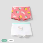 2-Pack Toddler/Kid Girl Animal-themed Cotton Fabric Stitching Underwear Red