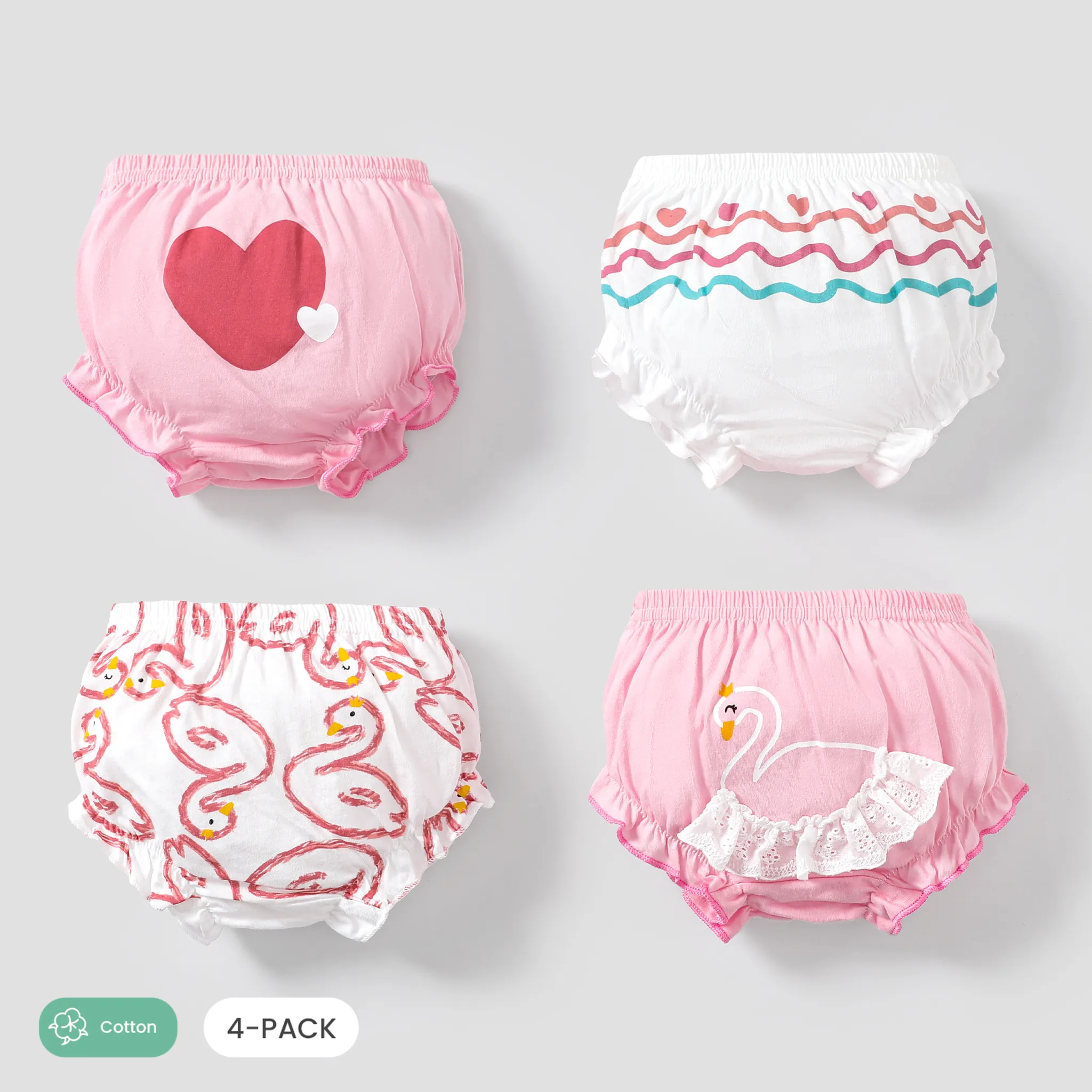 4-Pack Baby/Toddler Girl Sweet Adorable Pattern Cotton Underwear Multi-color big image 1