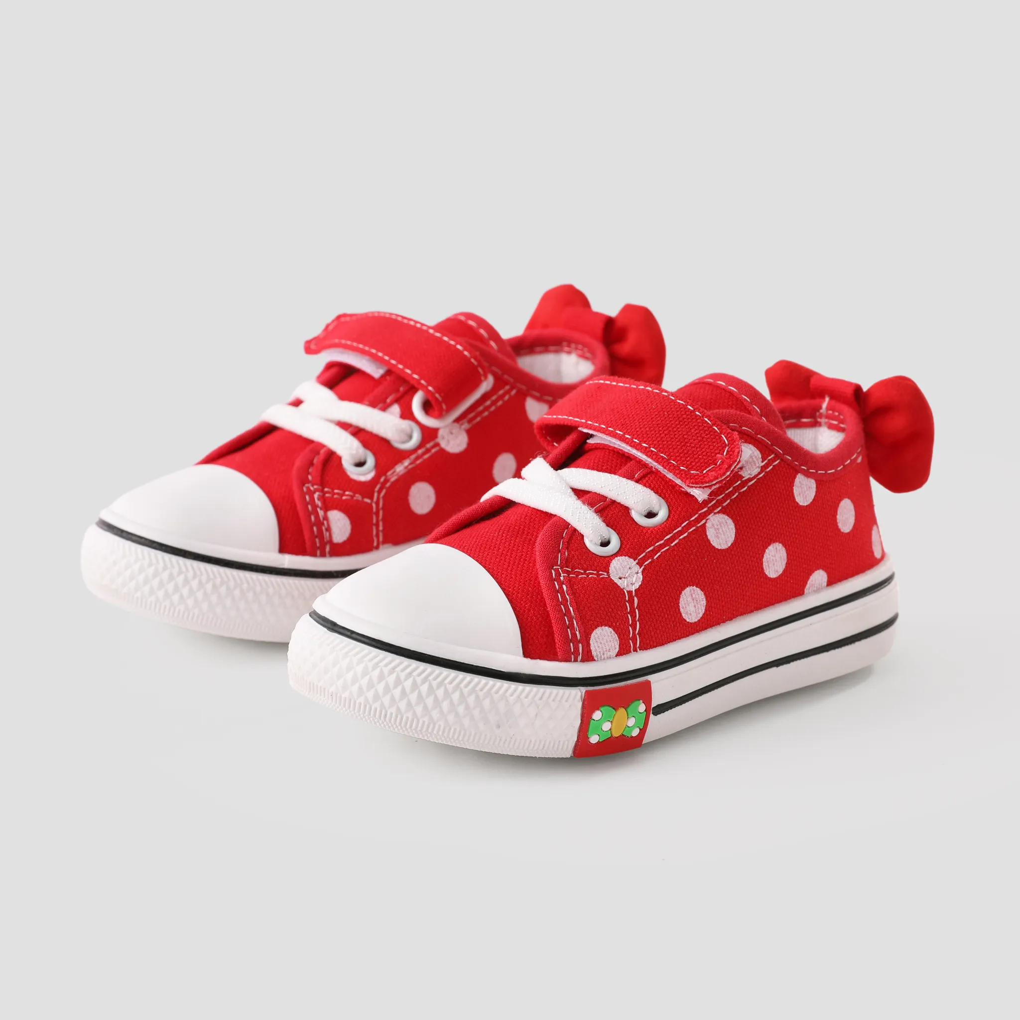 Toddler Girls' Polka Dot Design Bow Decor Velcro Casual Shoes
