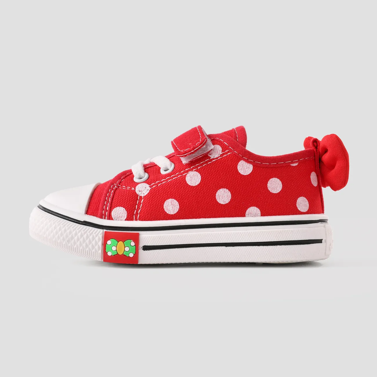 Toddler Girls' Polka Dot Design Bow Decor Velcro Casual Shoes Red big image 1