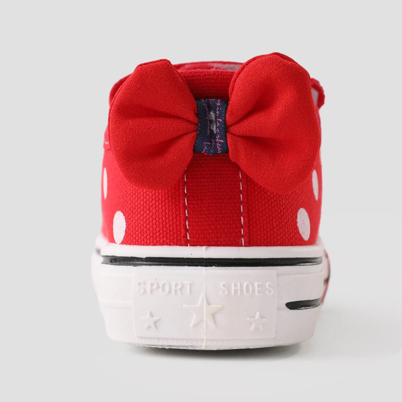 Toddler Girls' Polka Dot Design Bow Decor Velcro Casual Shoes Red big image 1