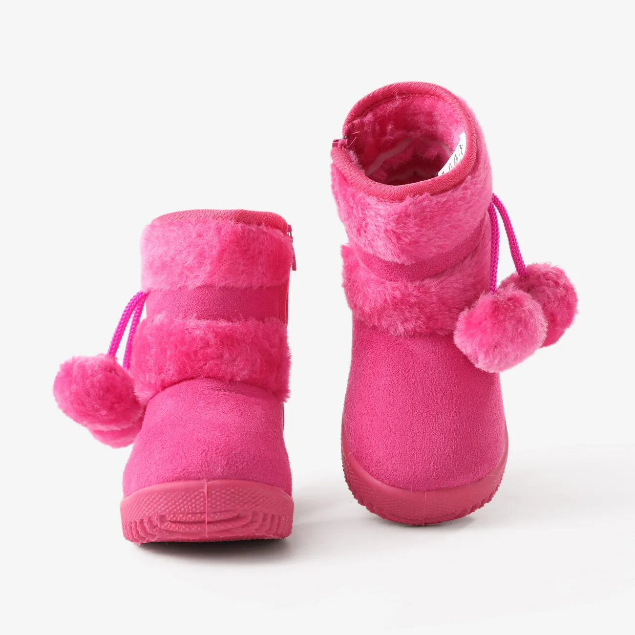 طفل صغير وأطفال بومبوم ديكور الصوف أحذية الثلج وردي big image 1