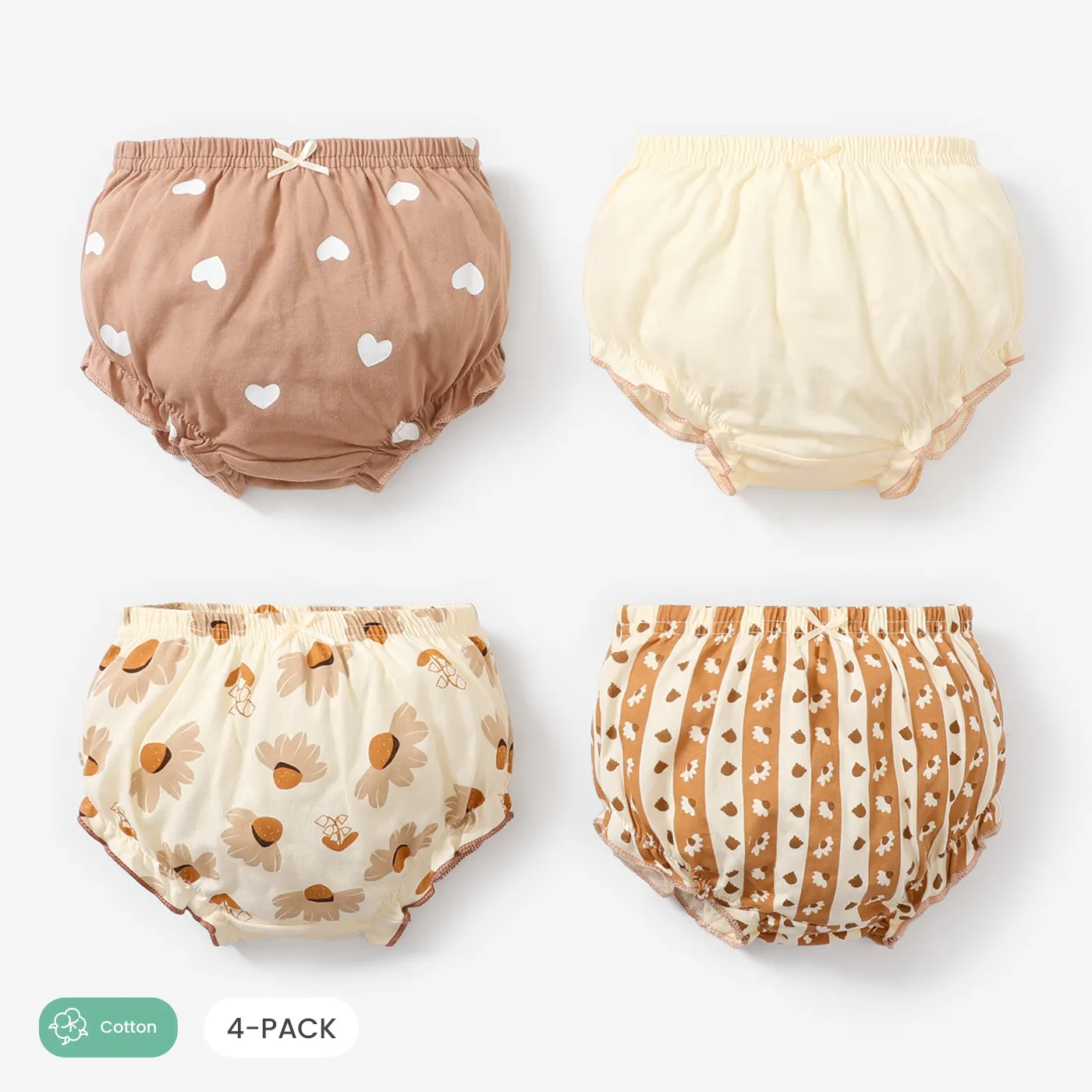 4-Pack Baby/Toddler Girl Sweet Adorable Pattern Cotton Underwear  image 2