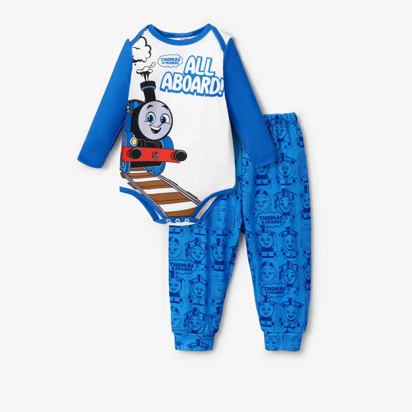 Thomas & Friends أطقم مواليد رجالي كم طويل زر مركبة  image 2