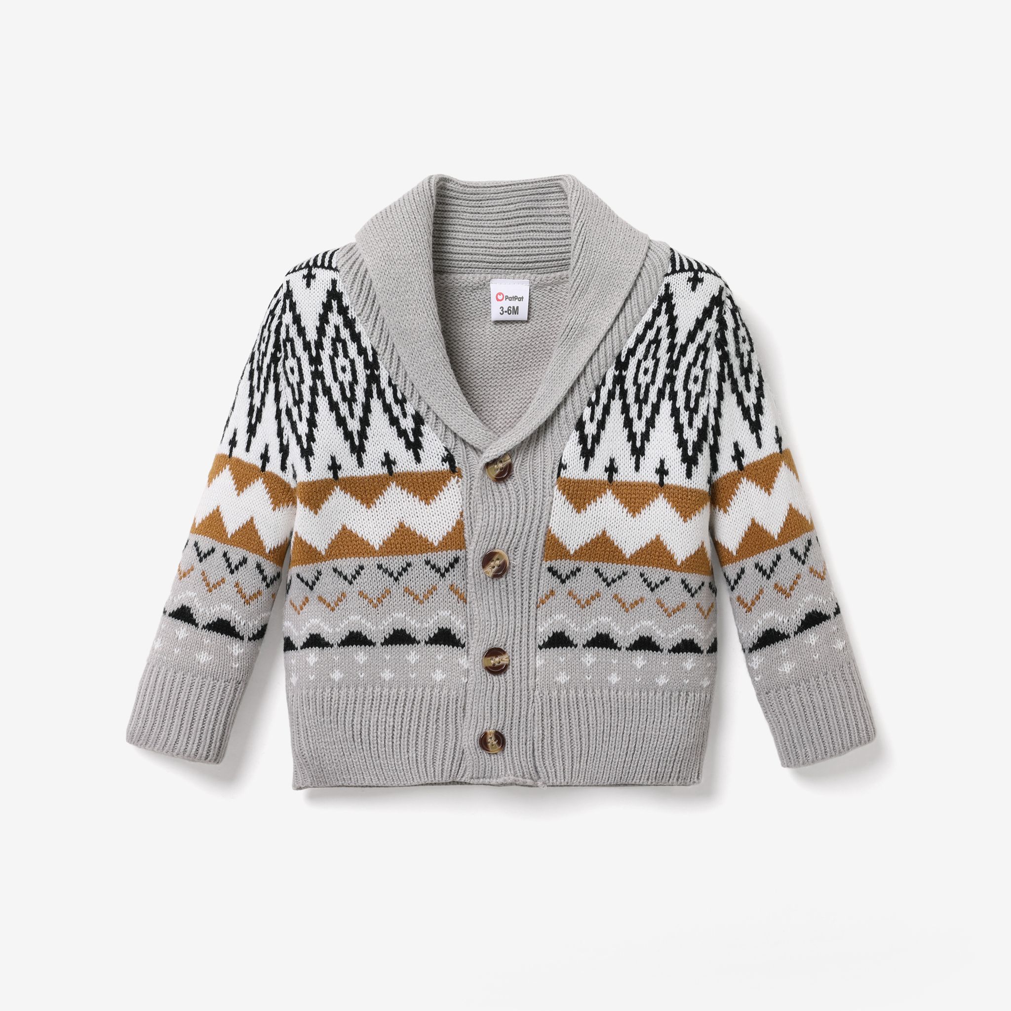 Baby/Toddler Boys Geometric Pattern Cardigan Lapel Sweater