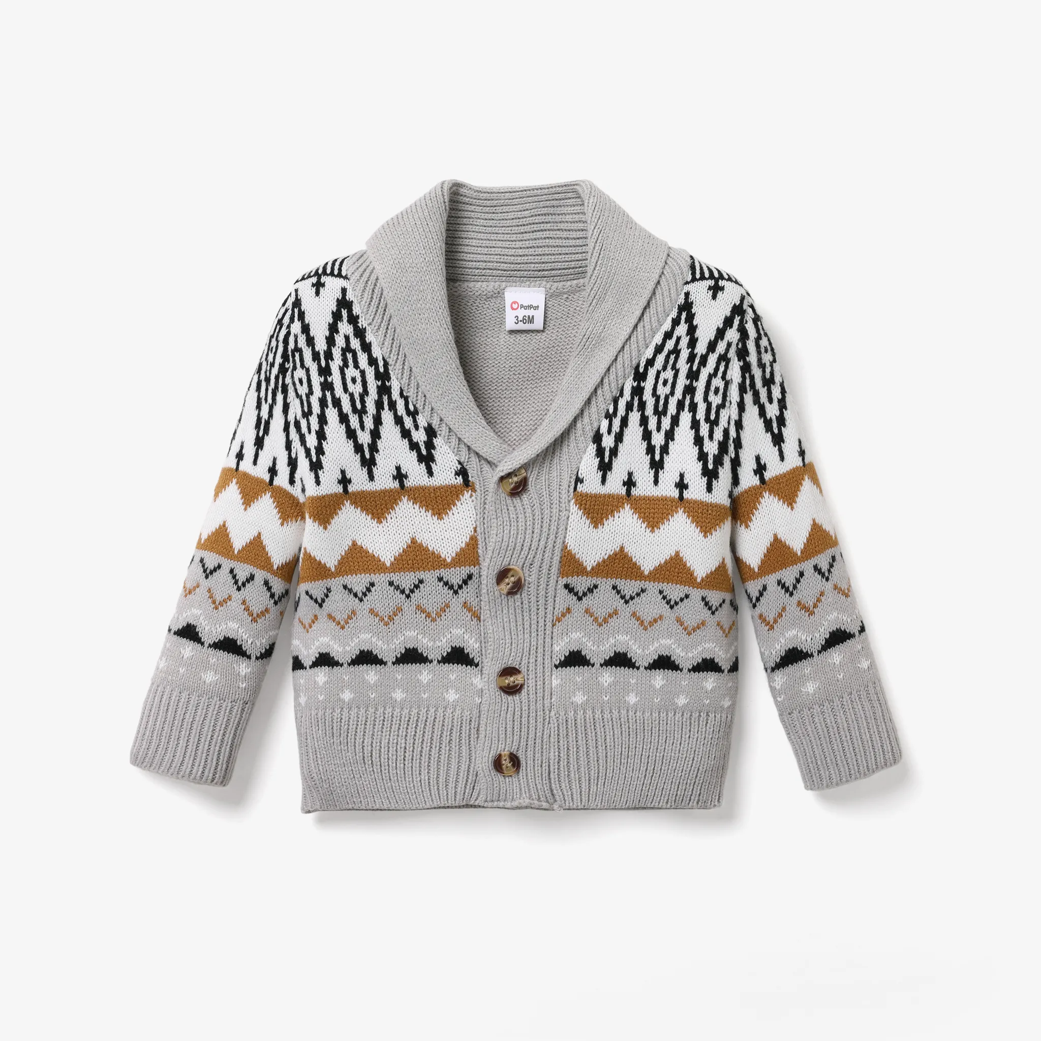 Baby/Toddler Boys Geometric Pattern Cardigan Lapel Sweater
