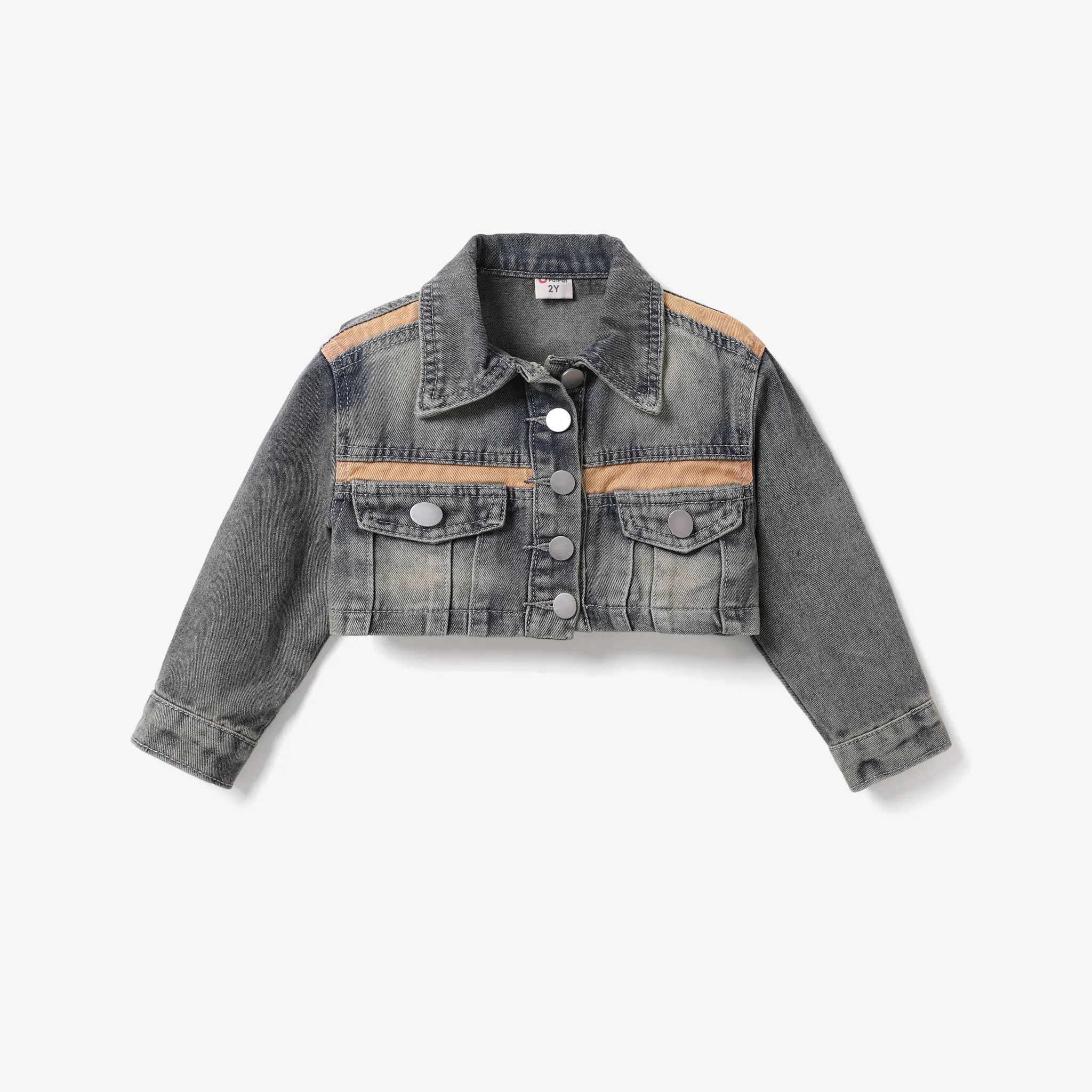 Toddler/Kid Girl's Avant-garde Fabric Stitching Button design Denim Jacket
