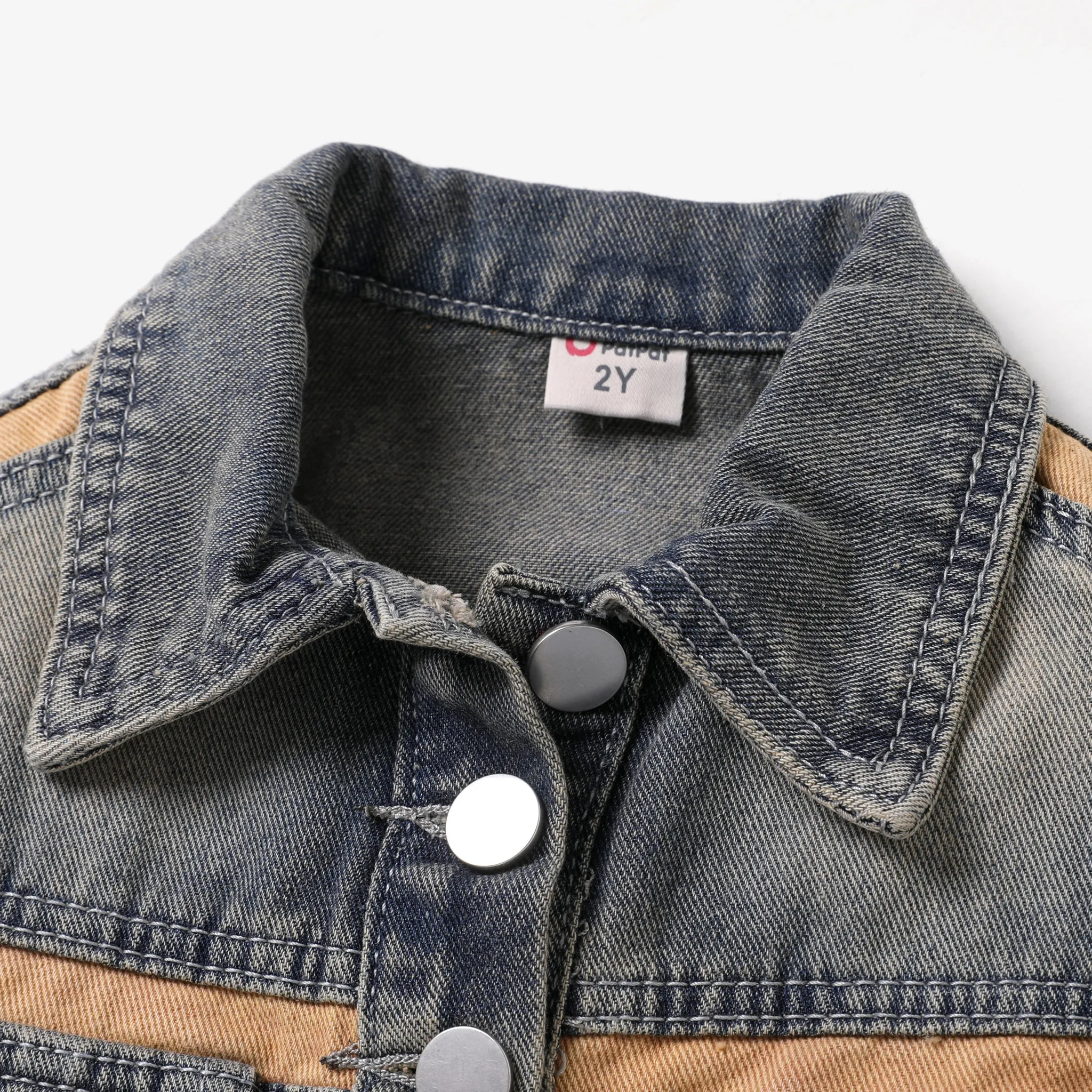 Toddler/Kid Girl's Avant-garde Fabric Stitching Button design Denim Jacket  image 3