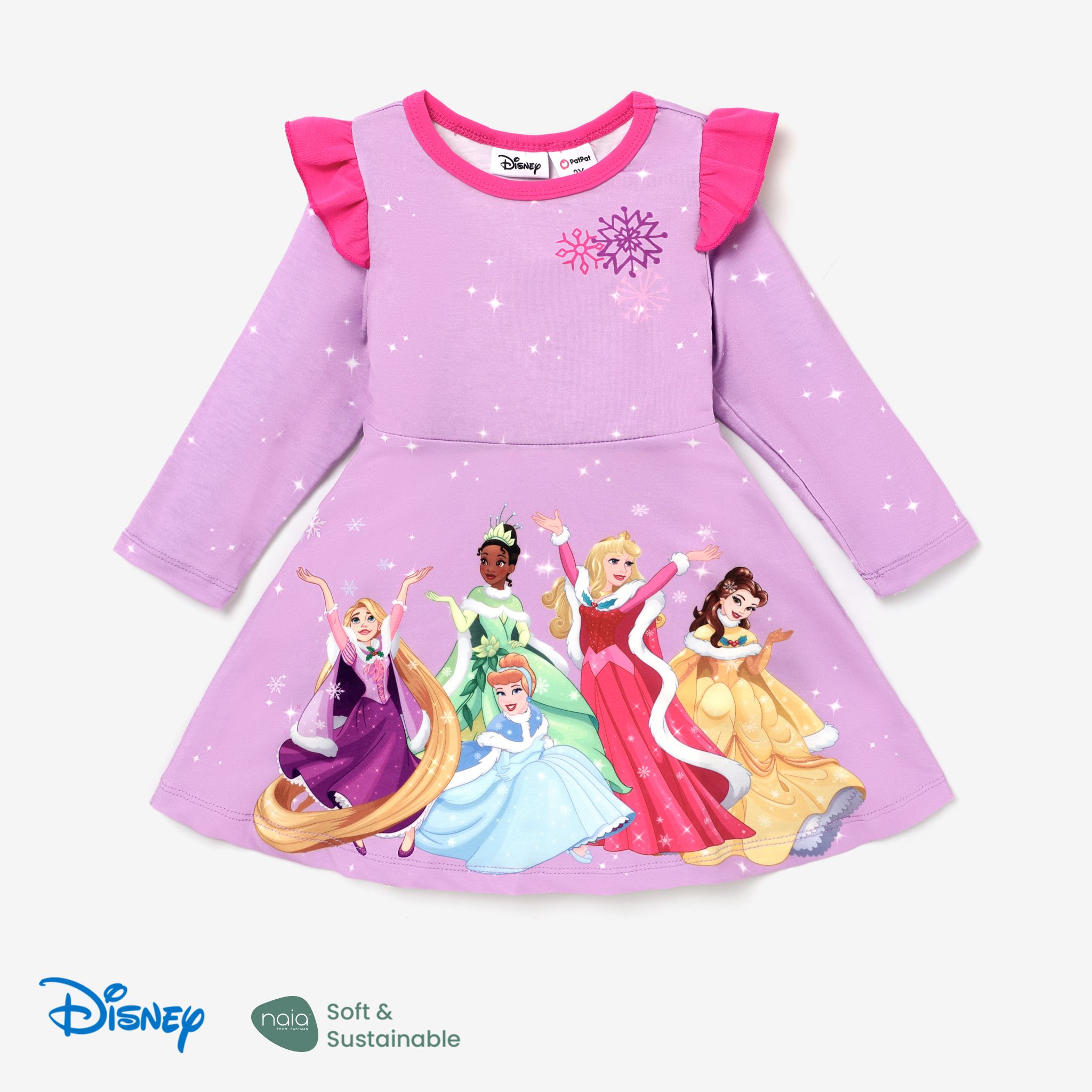 Disney Princess Toddler Girl Character Naiaâ¢ Print Ruffled Long-sleeve Dress