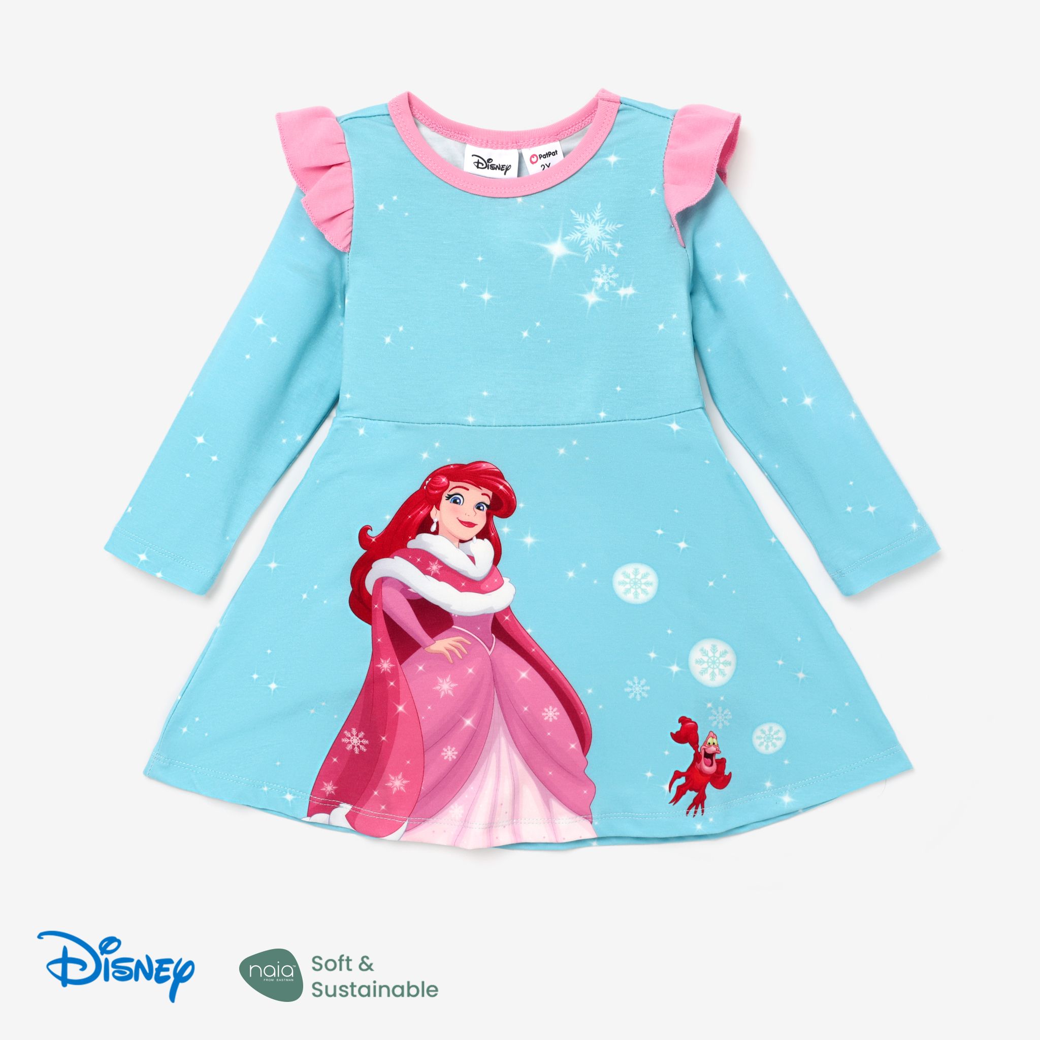 Disney Princess Toddler Girl Character Naiaâ¢ Print Ruffled Long-sleeve Dress