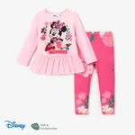 Disney Mickey and Friends Toddler Girl 2pcs Character Naia™ Print Peplum Long-sleeve Tee and Pants Set Pink