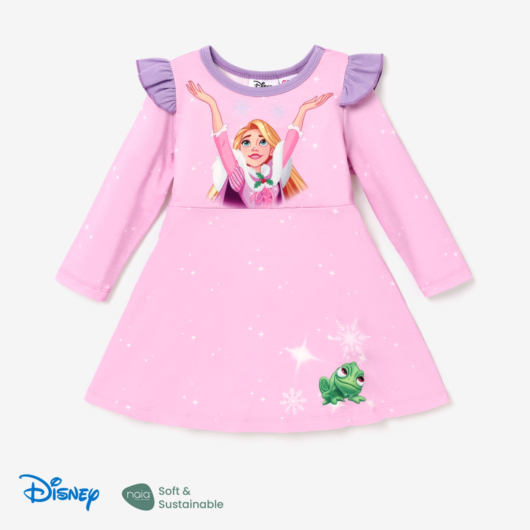 Disney Princess Toddler Girl Character Naiaâ¢ Print Ruffled Long-sleeve Dress