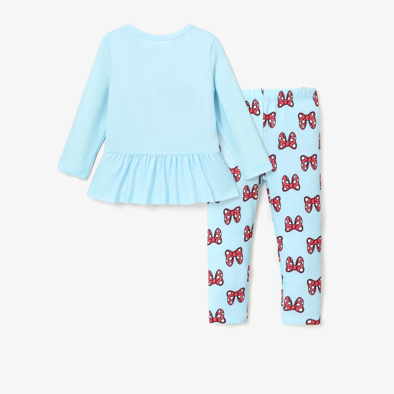 Disney Mickey and Friends Toddler Girl 2pcs Character Naia™ Print Peplum Long-sleeve Tee and Pants Set Blue big image 1