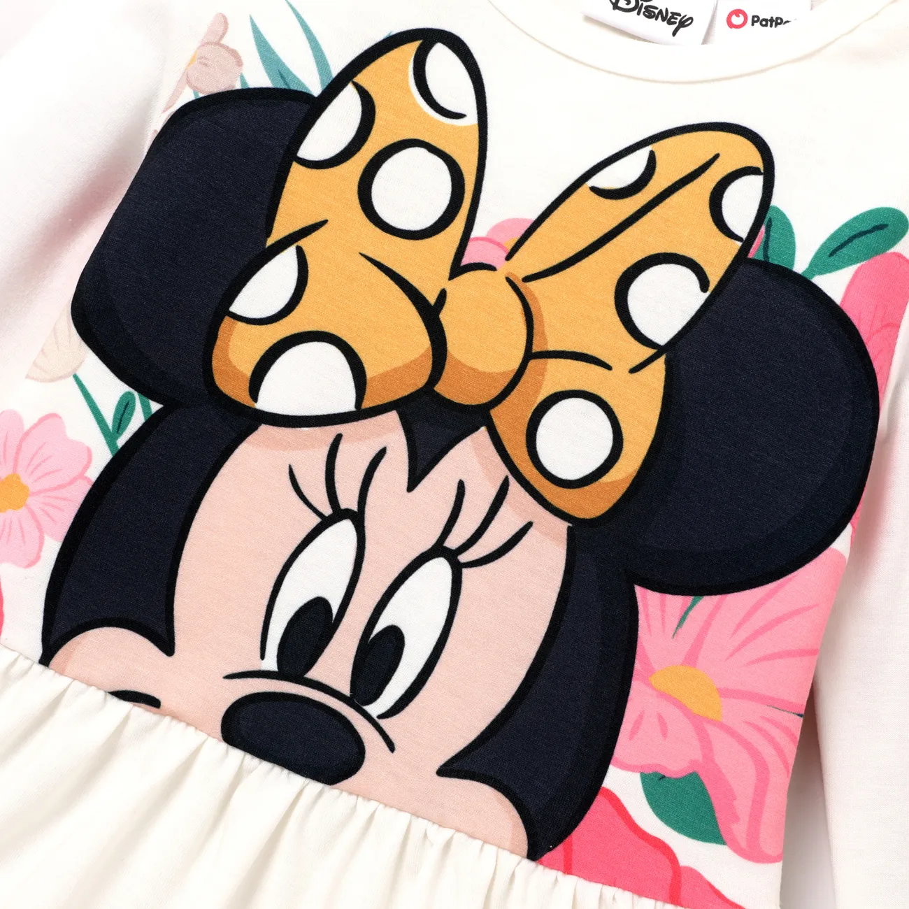 Disney Mickey and Friends Toddler Girl 2pcs Character Naia™ Print Peplum Long-sleeve Tee and Pants Set White big image 1