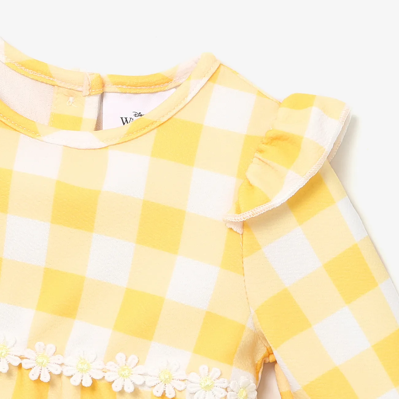 Disney Winnie the Pooh character pattern plaid top paired or with knitted stretch denim jeans Yellow big image 1