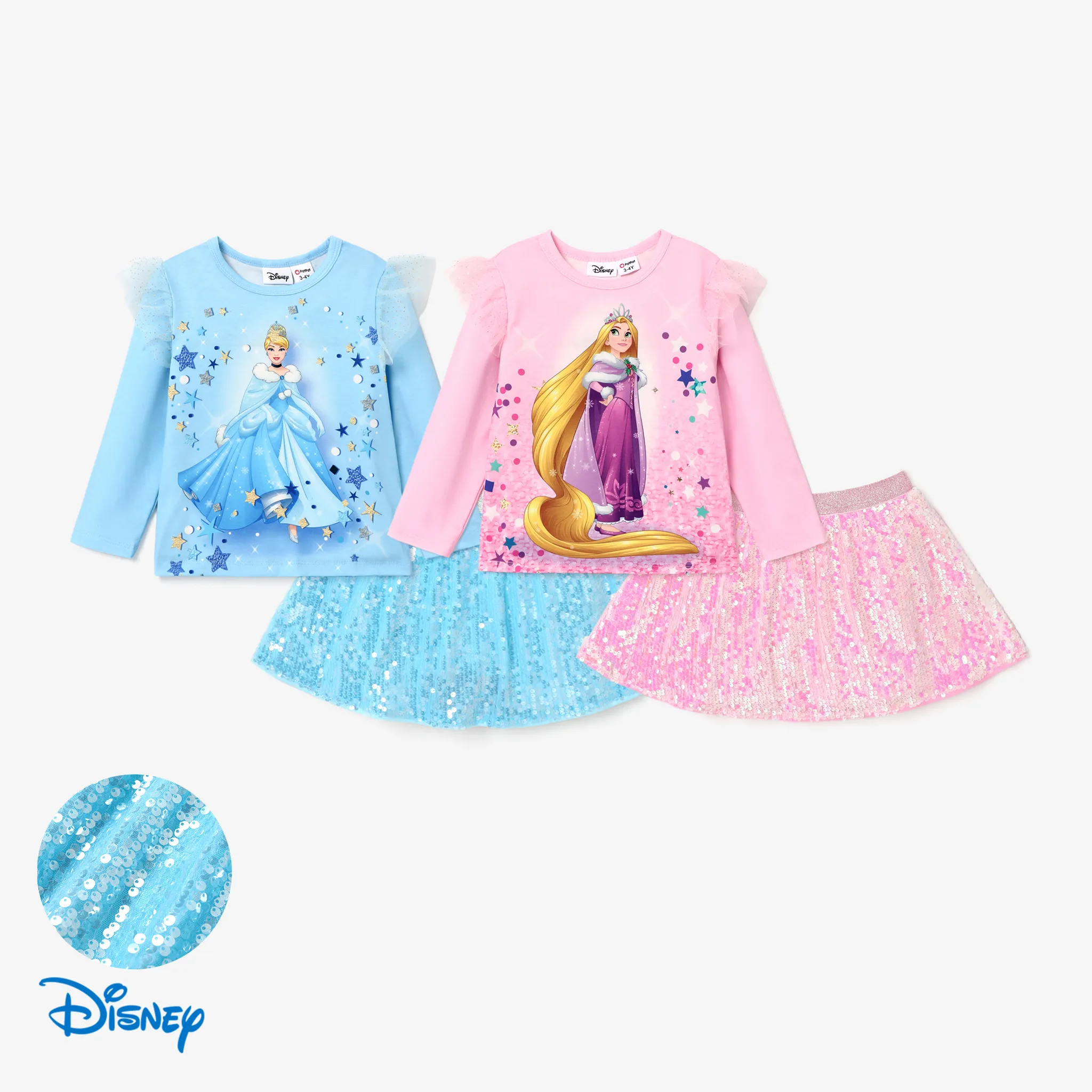 Disney Princess Toddler Girl Character Print Long-sleeve Top and Mesh Skirt   image 2