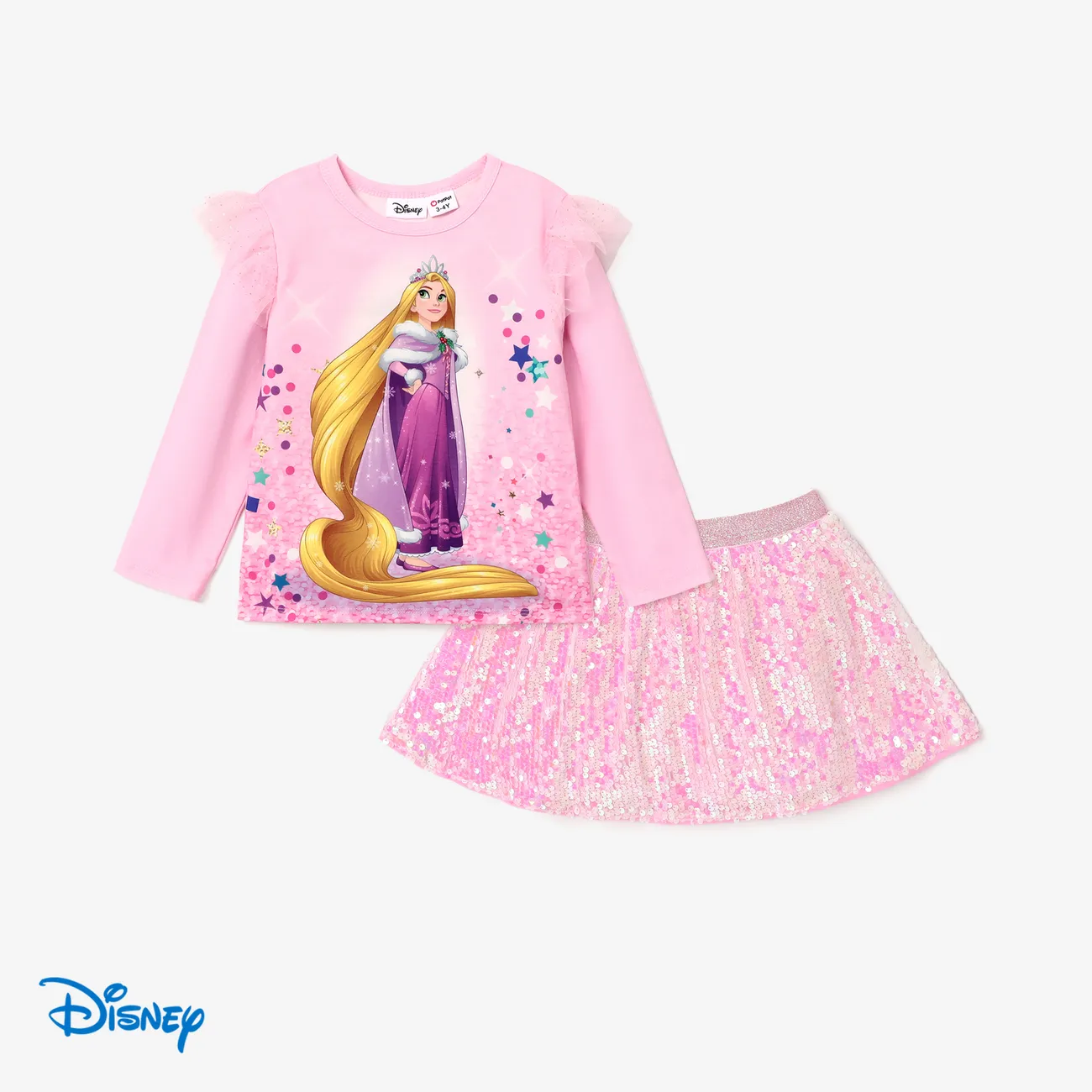 Disney Princess Toddler Girl Character Print Long-sleeve Top and Mesh Skirt   big image 1