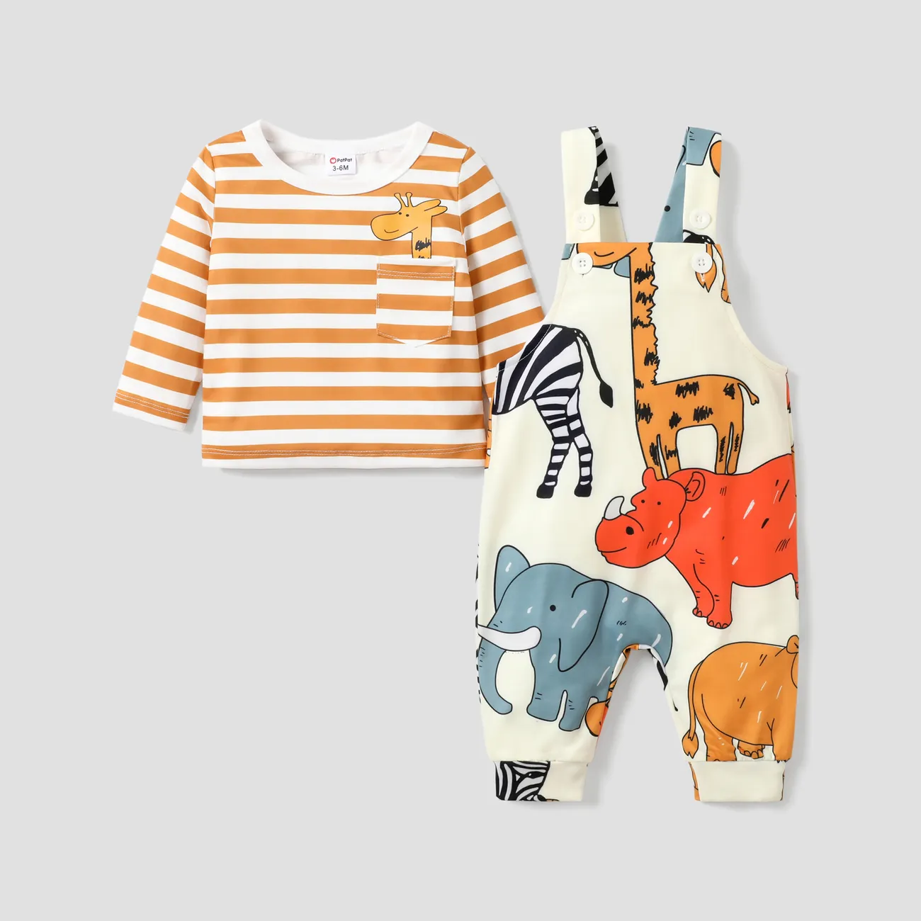 2 unidades Bebé Unisex Camiseta sin mangas Animales Infantil Manga larga Conjuntos de bebé Amarillo big image 1