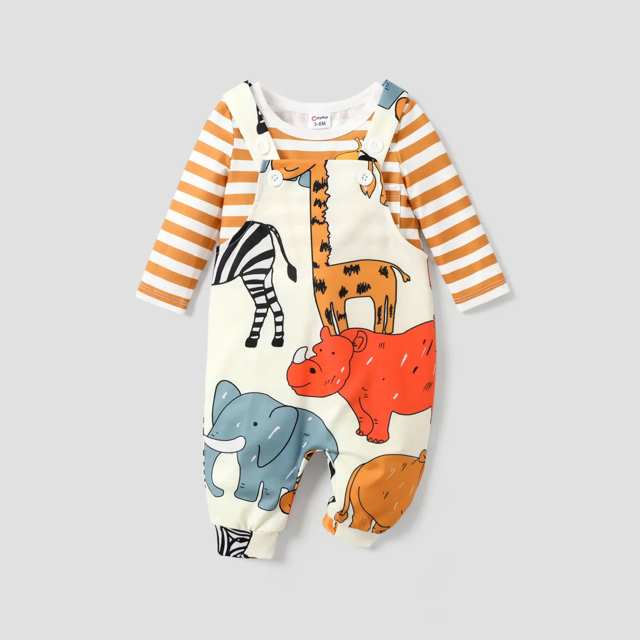 2 unidades Bebé Unisex Camiseta sin mangas Animales Infantil Manga larga Conjuntos de bebé Amarillo big image 1