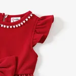 Christmas Mommy & Me Snowflake Print Red Off-shoulder/Open-shoulder Sleeveless Dresses  image 4