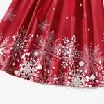 Christmas Mommy & Me Snowflake Print Red Off-shoulder/Open-shoulder Sleeveless Dresses  image 6