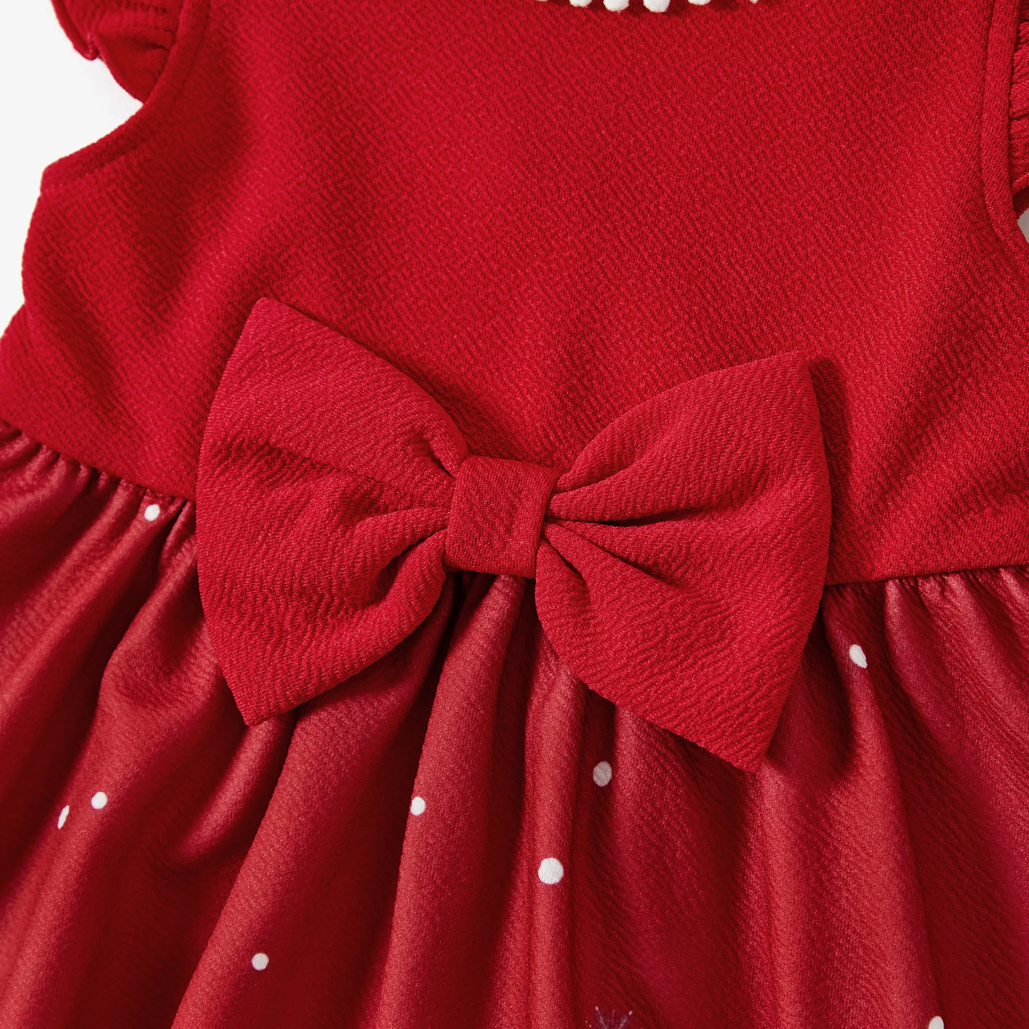 Christmas Mommy & Me Snowflake Print Red Off-shoulder/Open-shoulder Sleeveless Dresses  image 5