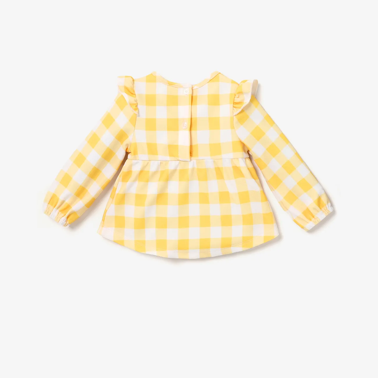 Disney Winnie the Pooh character pattern plaid top paired or with knitted stretch denim jeans Yellow big image 1