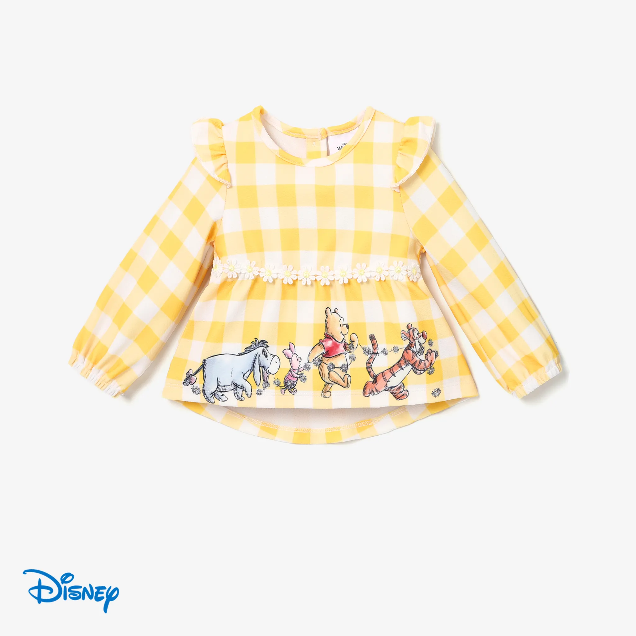 Disney Winnie The Pooh Character Pattern Plaid Top Paired Or With Knitted Stretch Denim Jeans