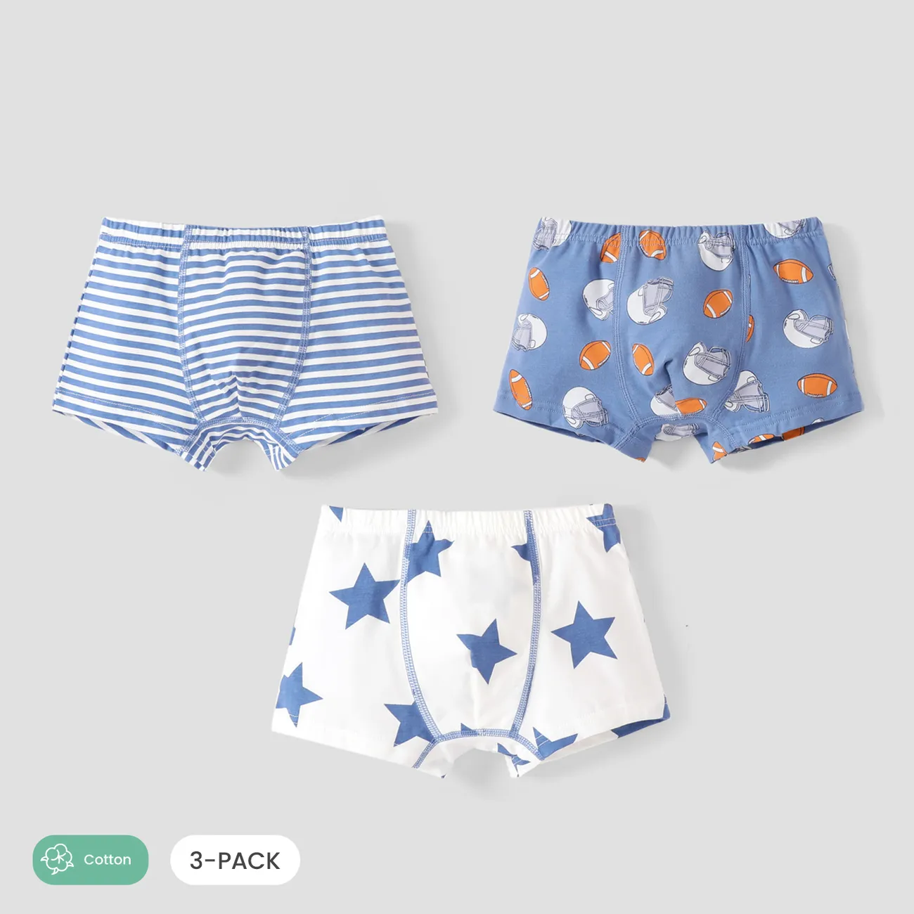 3PCS Boy's  Cute Animal Print Casual Ball Underwear Set  big image 1